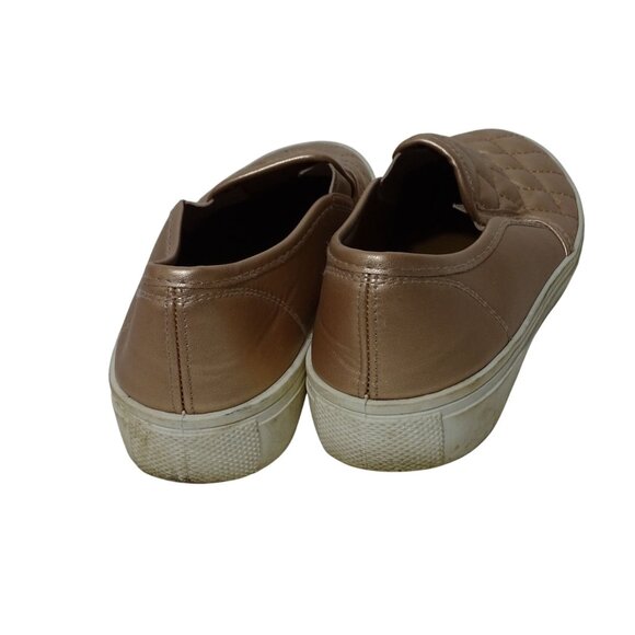Weeboo Quilted Rose Gold Slip On Sneakers Loafer Women Size 9 Faux leather FLAW - Picture 4 of 15